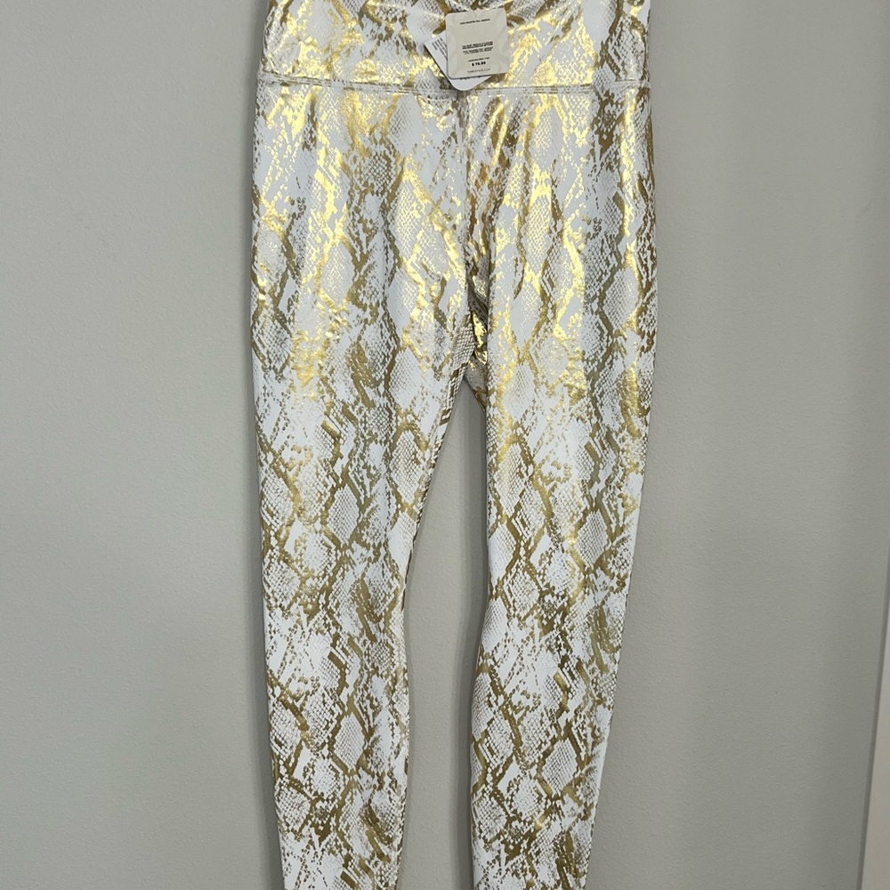 NWT Fabletics Gold and White Snake Print Leggings